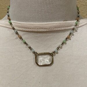 Chic Beaded Necklace with Clear Pendant